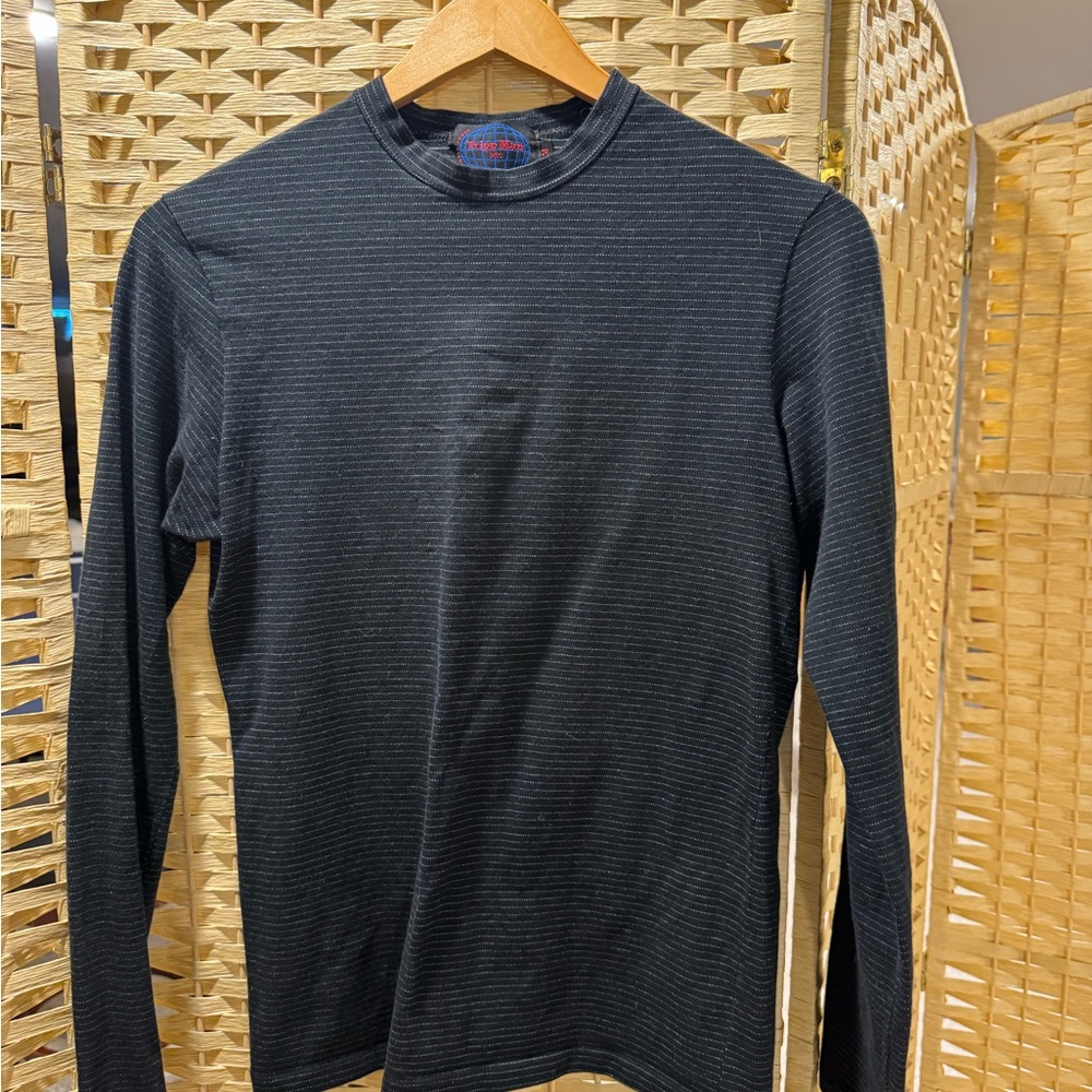 Tripp NYC Black and Gray Striped Long Sleeve Tee